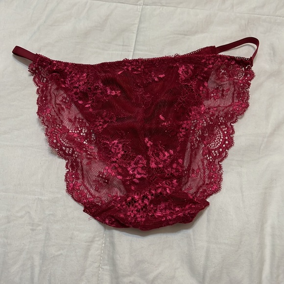 Three Pair Maroon Lace Panties, XS - Picture 3 of 3